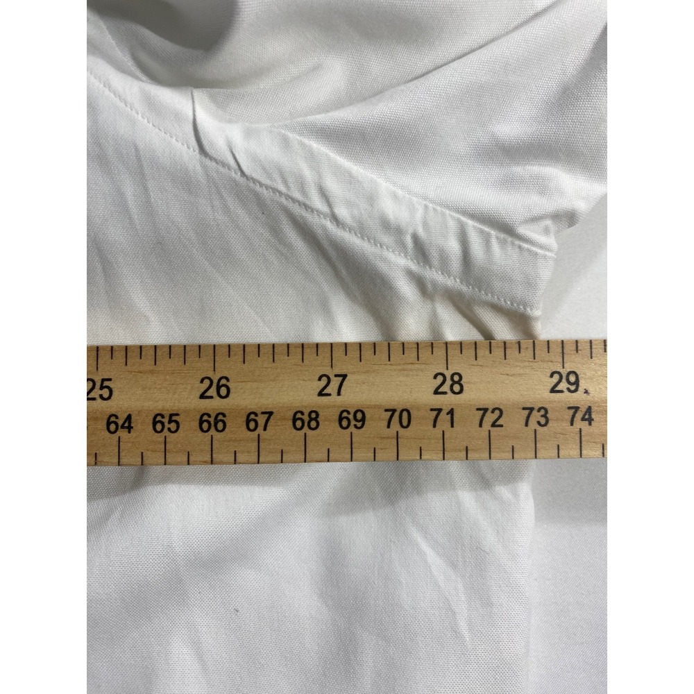 Paul Fredrick Shirt 18 1/2 -36 White Pinpoint Cotton Mens Monogrammed TSW - Picture 4 of 8
